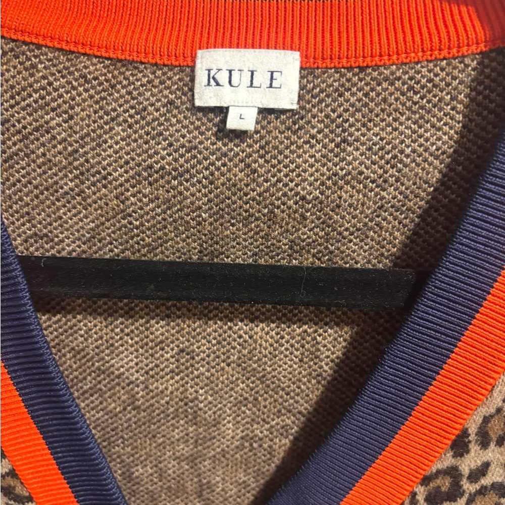 KULE Leopard Cardigan with Orange and Blue Trim - Picture 4 of 5